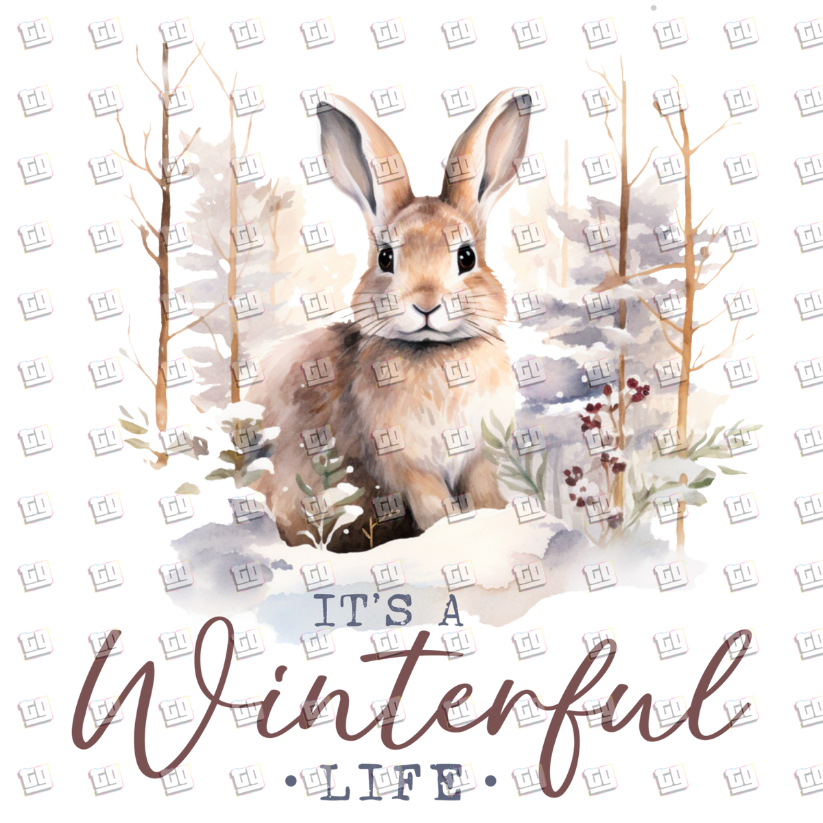 It's A Winterful Life (Snow Bunny In Forest) - Holidays - DTF Transfer
