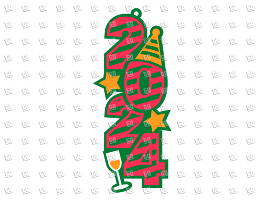 2024 (Stripes) - New Years - DTF Transfer