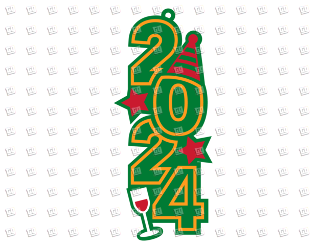 2024 (Green, Hat, Glass) - New Years - DTF Transfer