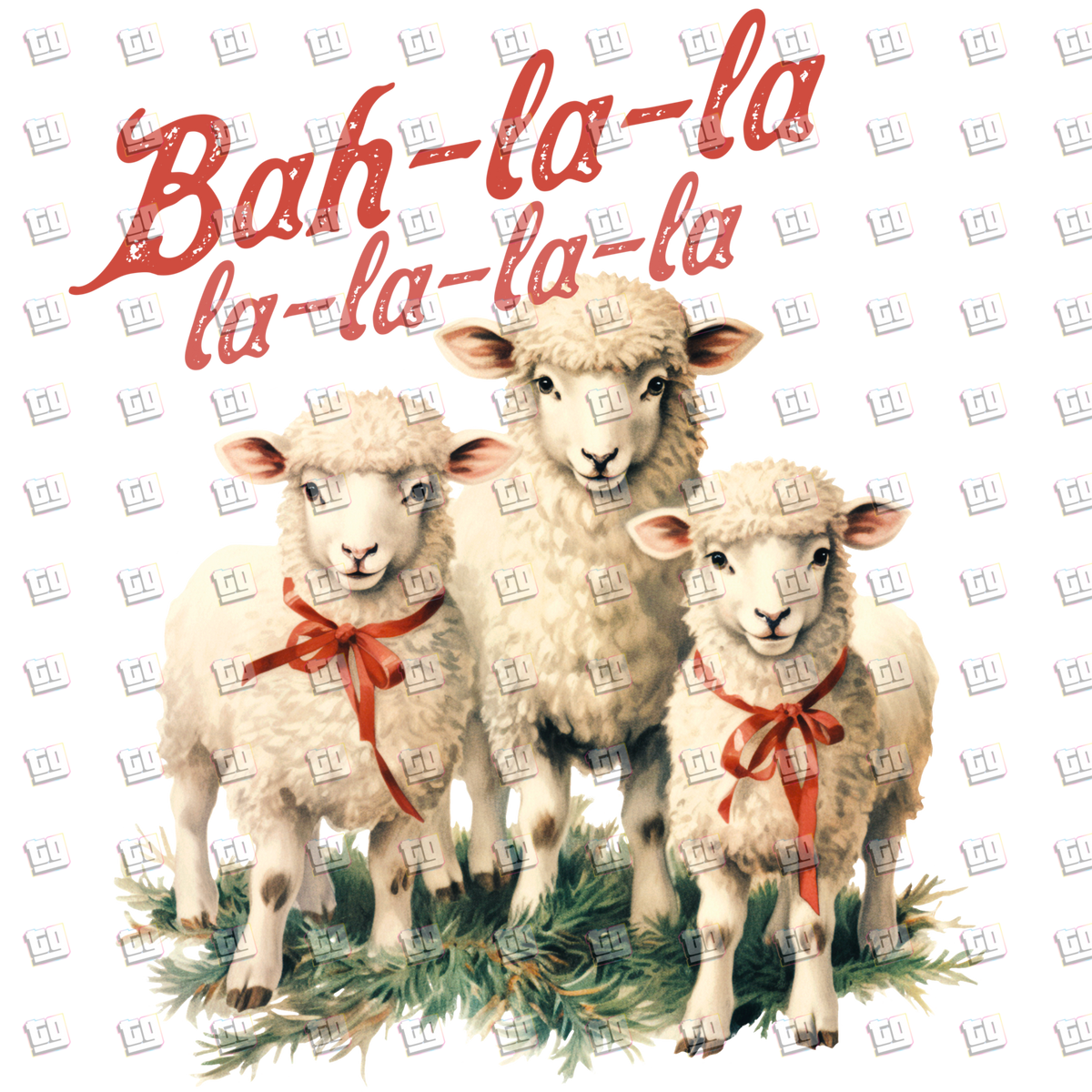Bah-la-la-la-la-la-la (Christmas Lambs Farm) - Holidays - DTF Transfer