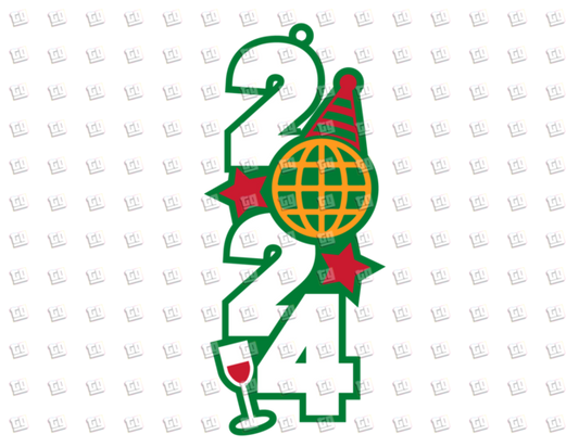 2024 (Globe, Soccer, Hat, Glass) - New Years - DTF Transfer
