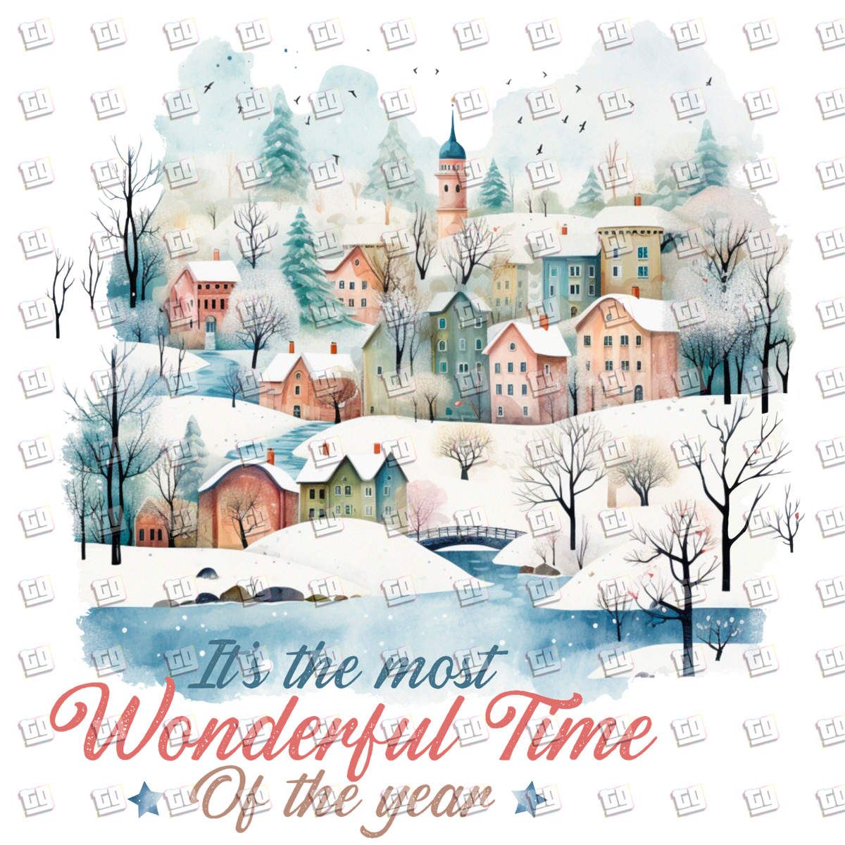 It's The Most Wonderful Time Of The Year (Snow, Houses, Winter) - Holidays - DTF Transfer