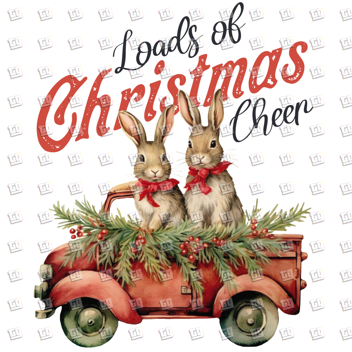 Loads Of Christmas Cheer (Bunnies In A Truck) - Holidays - DTF Transfer