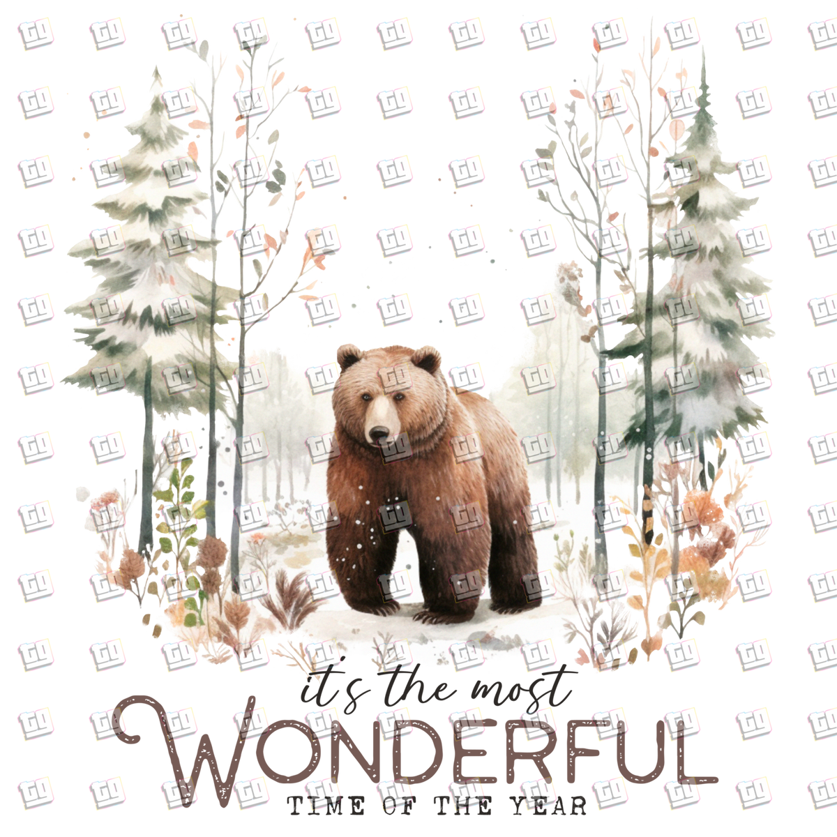 It's The Most Wonderful Time Of The Year (Winter, Snow, Bear, Forest) - Holidays - DTF Transfer