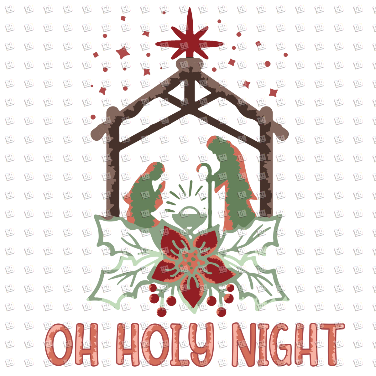 Oh Holy Night (Nativity)  - Christian Christmas - DTF Transfer