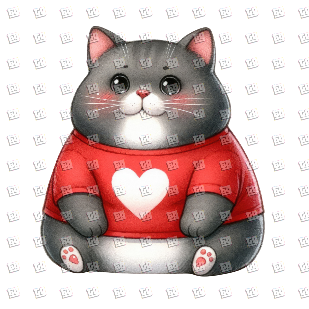 Fat Cat Heart Sweater - Valentines - DTF Transfer
