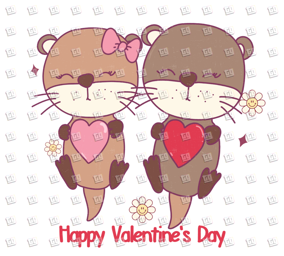 Happy Valentine's Day Otters - Valentines - DTF Transfer
