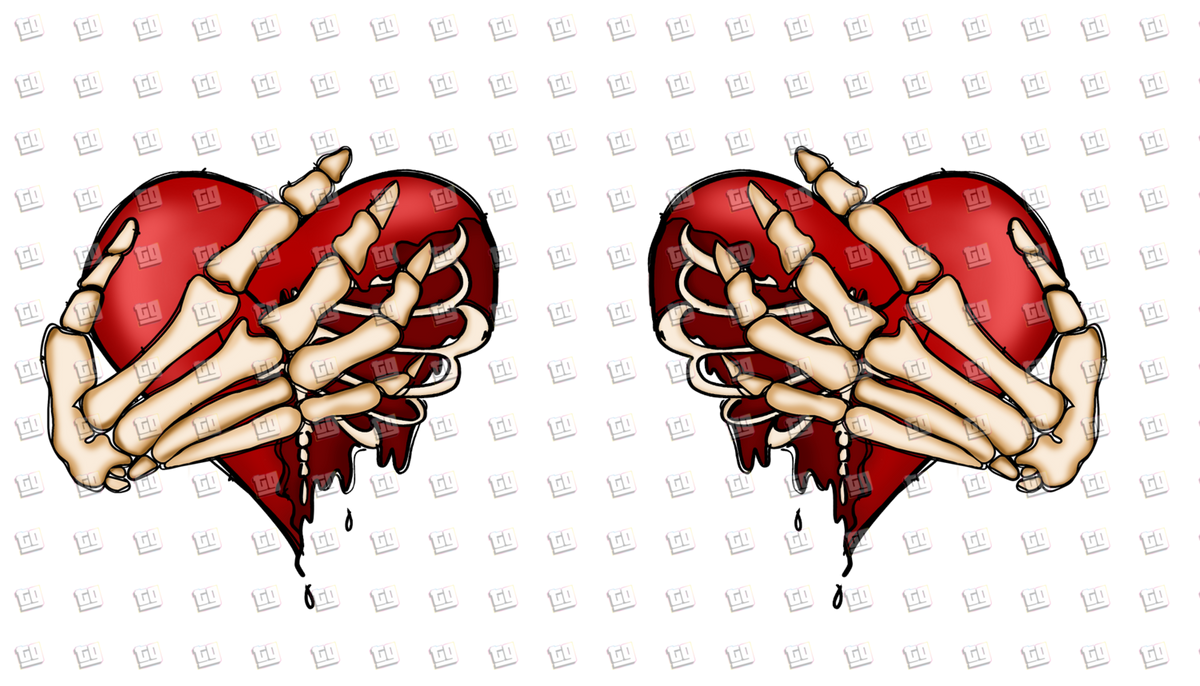 Skeleton Hands Holding Hearts With Rib Cage  - Valentines - DTF Transfer