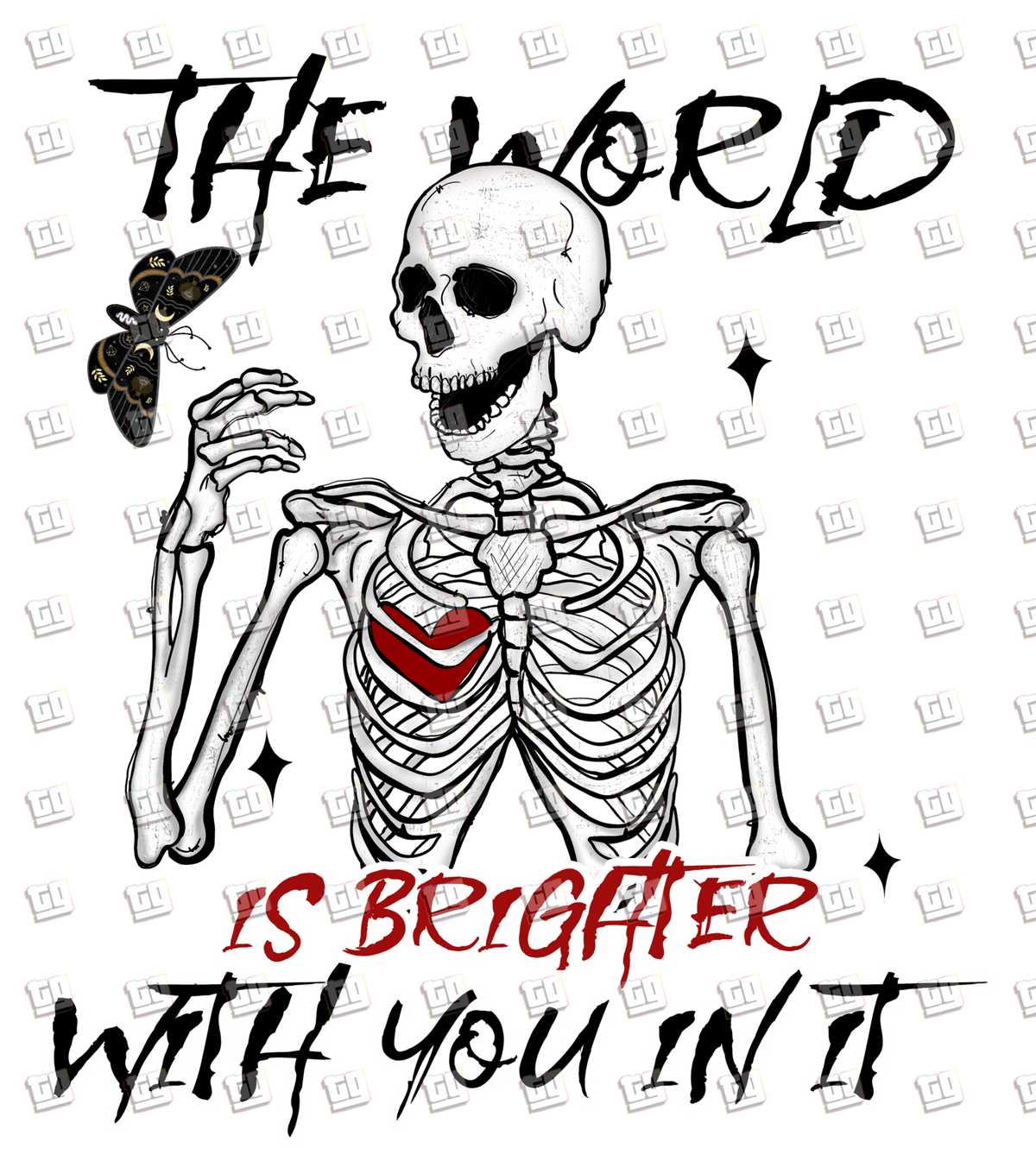 The World Is Brighter With You In it (Skeleton, Butterfly) - Valentines - DTF Transfer