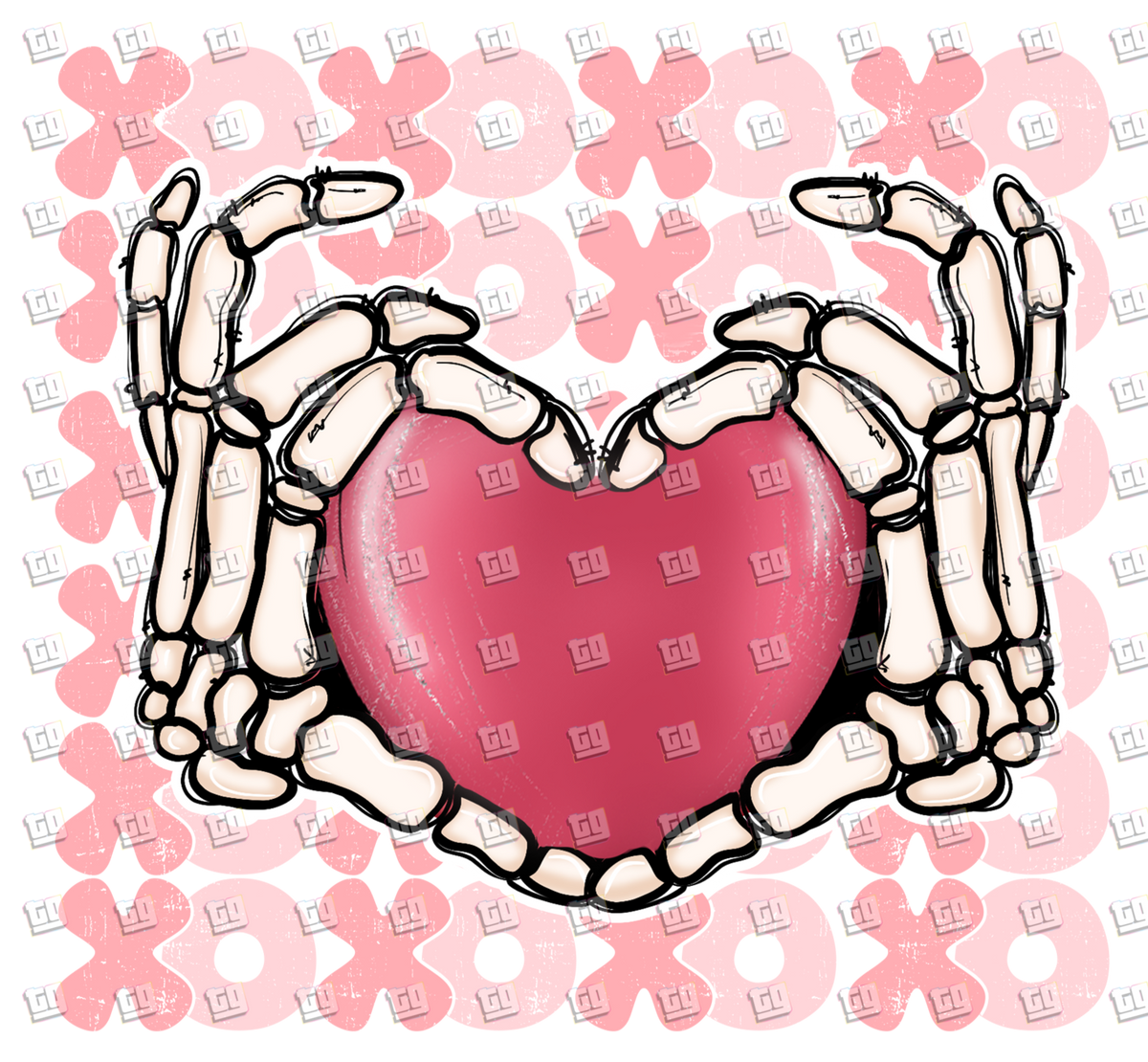 XOXO Skeleton Hands Making a Heart  - Valentines - DTF Transfer