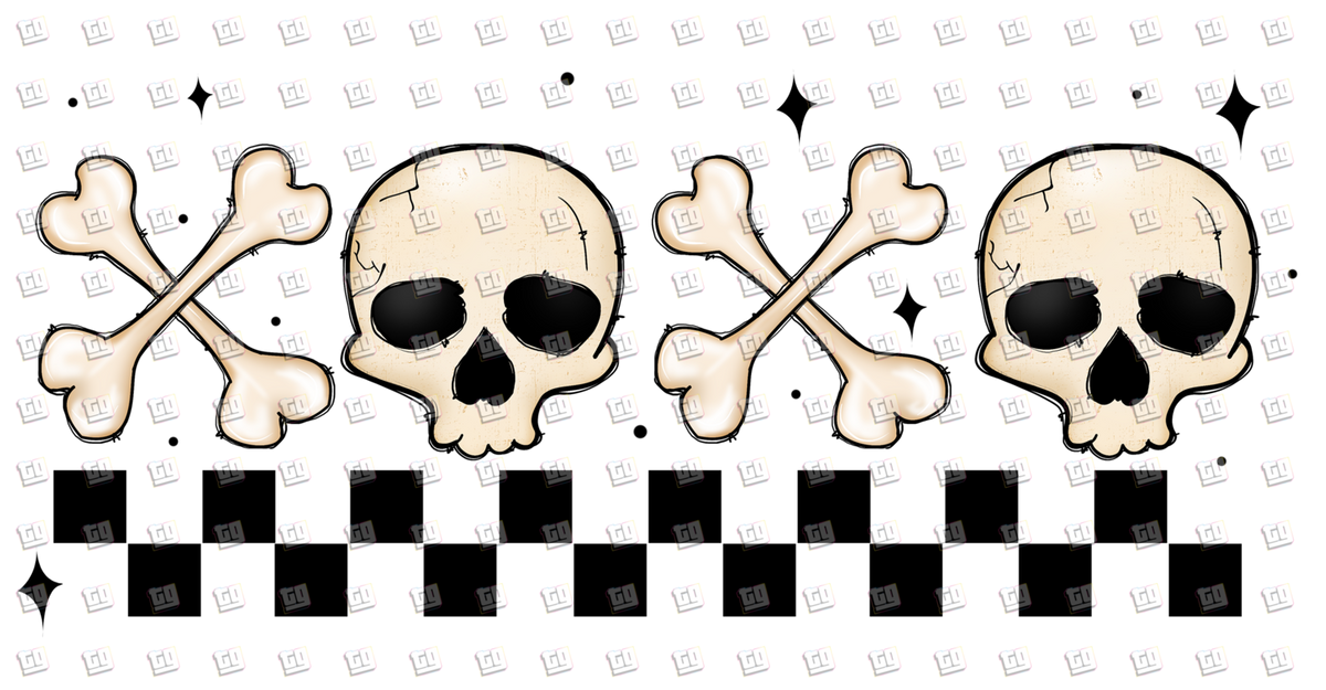 Skeleton Cross Bones Checkerboard  - Valentines - DTF Transfer
