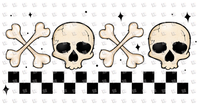 Skeleton Cross Bones Checkerboard  - Valentines - DTF Transfer