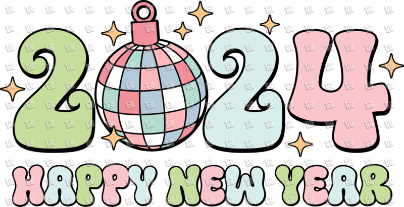 2024 Happy New Year Disco Ball Ornament - New Years - DTF Transfer