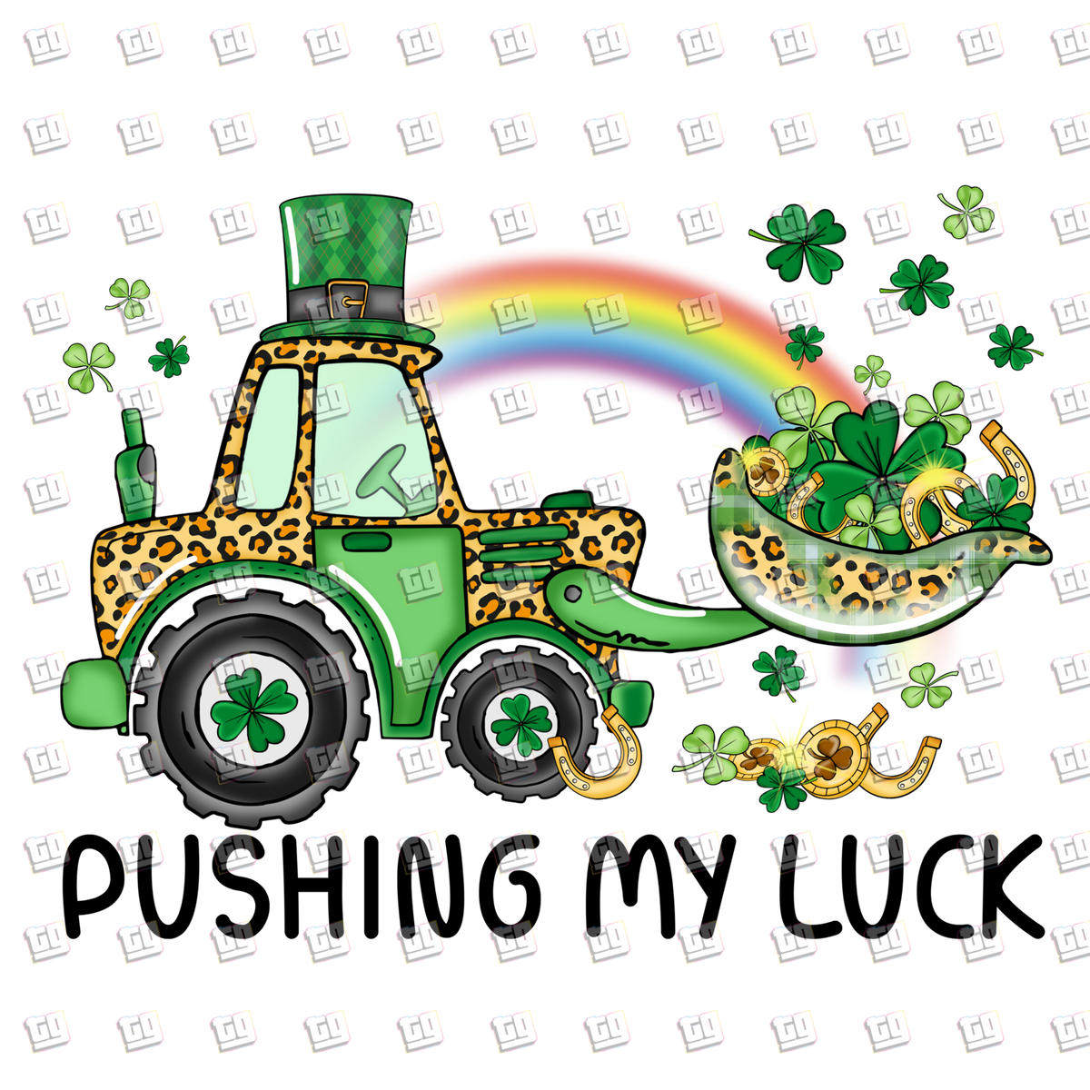 Pushing My Luck Tractor - St. Patrick's Day - DTF Transfer