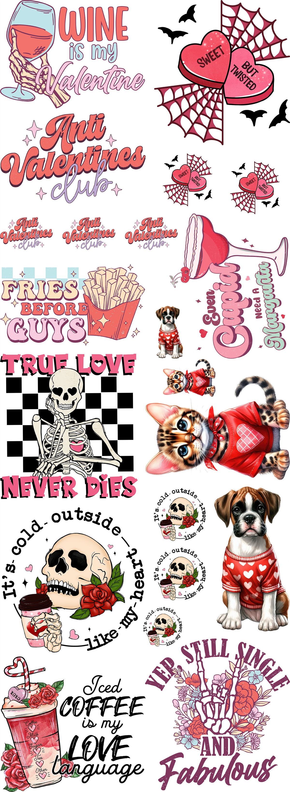 5 Foot (22" x 60" ) Valentine's Day Pre-Made Gang Sheet