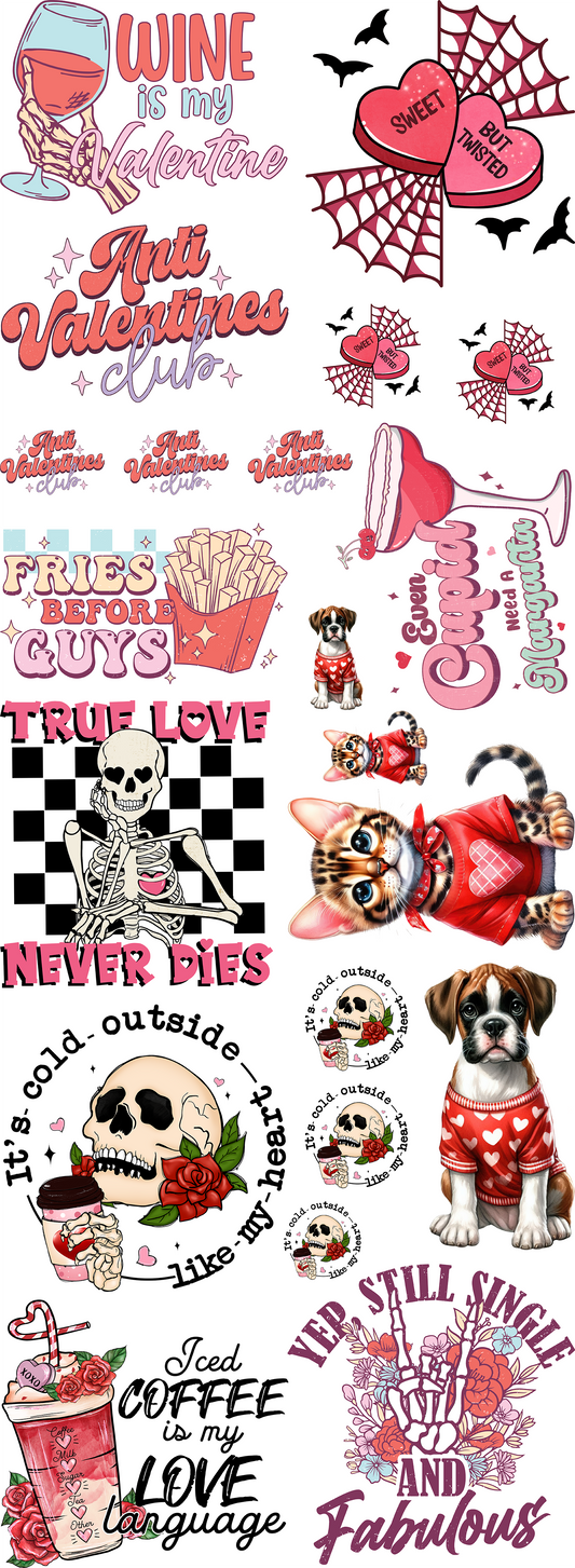 5 Foot (22" x 60" ) Valentine's Day Pre-Made Gang Sheet
