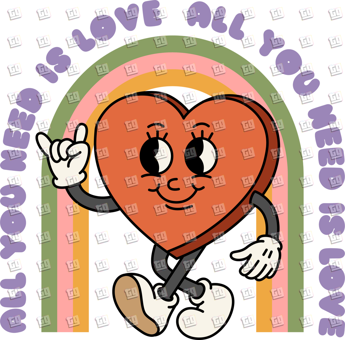 All You Need Is Love (Heart, Rainbow) - Valentines - DTF Transfer