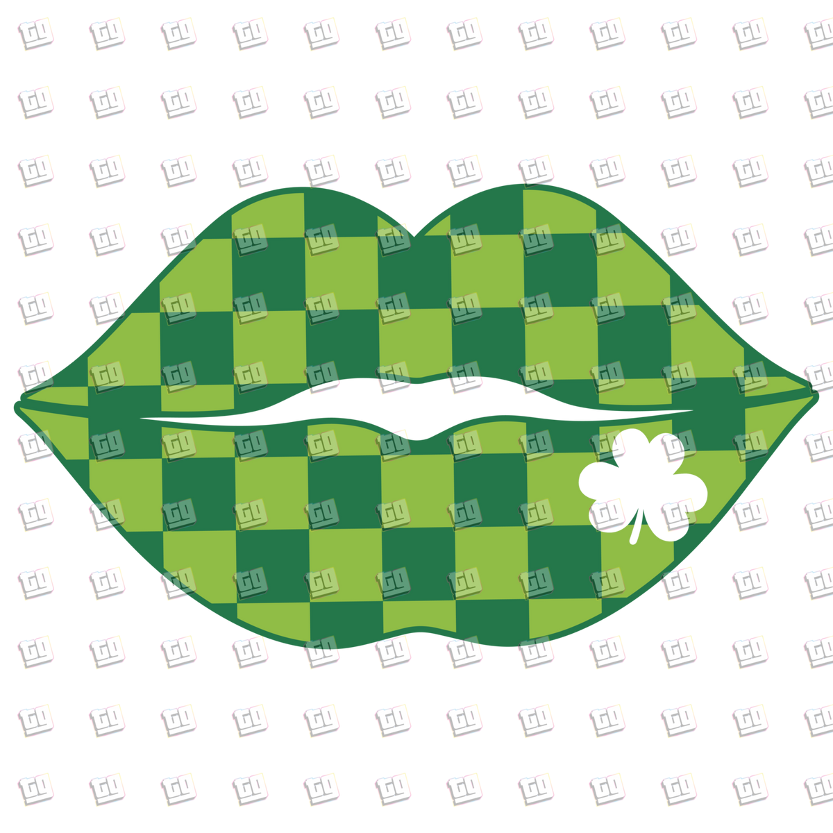 Green Checkered Lips - St. Patrick's Day - DTF Transfer