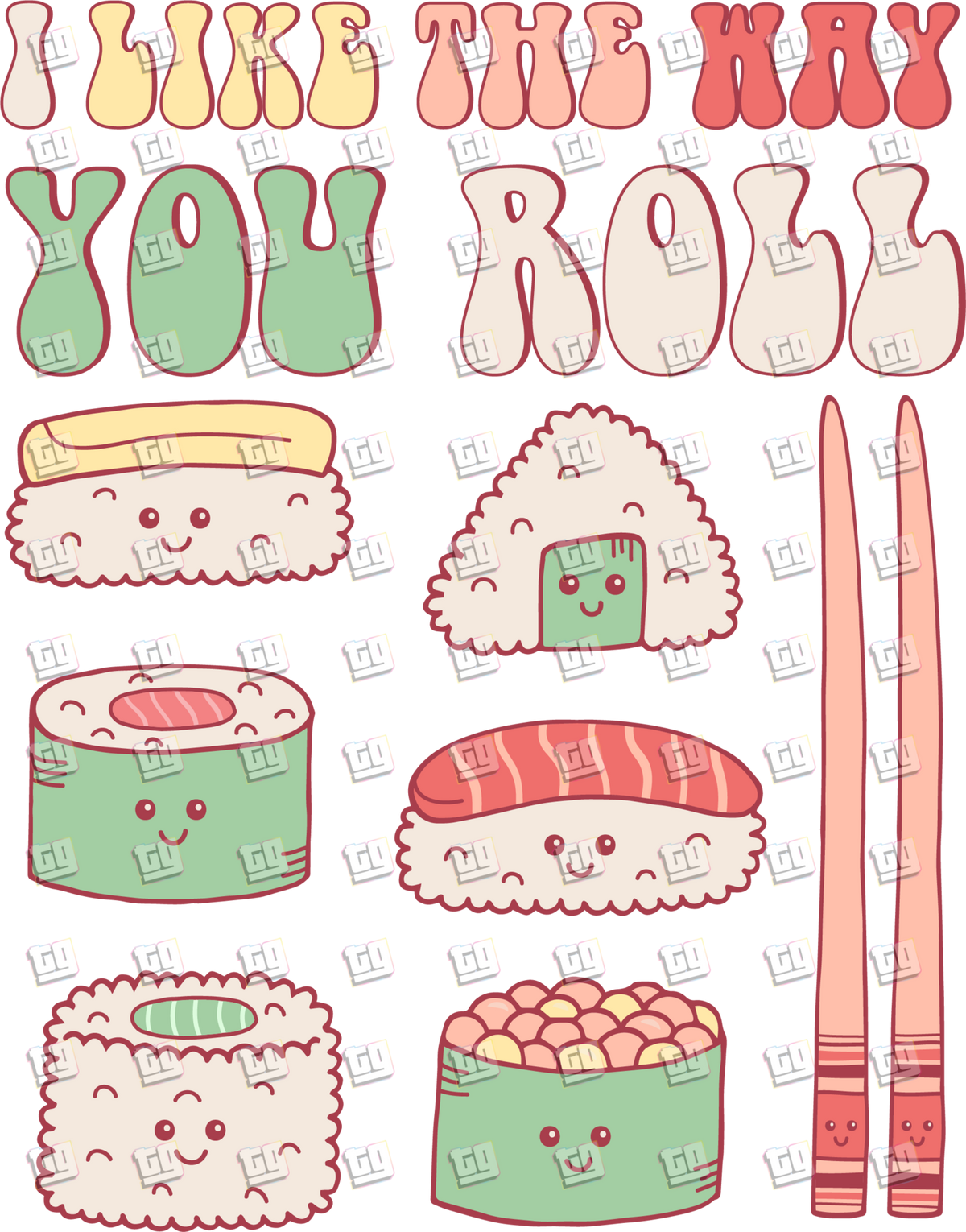 I Like The Way Your Roll (Sushi, Chopsticks) - Valentines - DTF Transfer