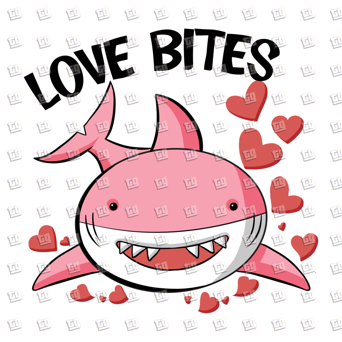 Love Bites (Pink Shark) - Valentines - DTF Transfer