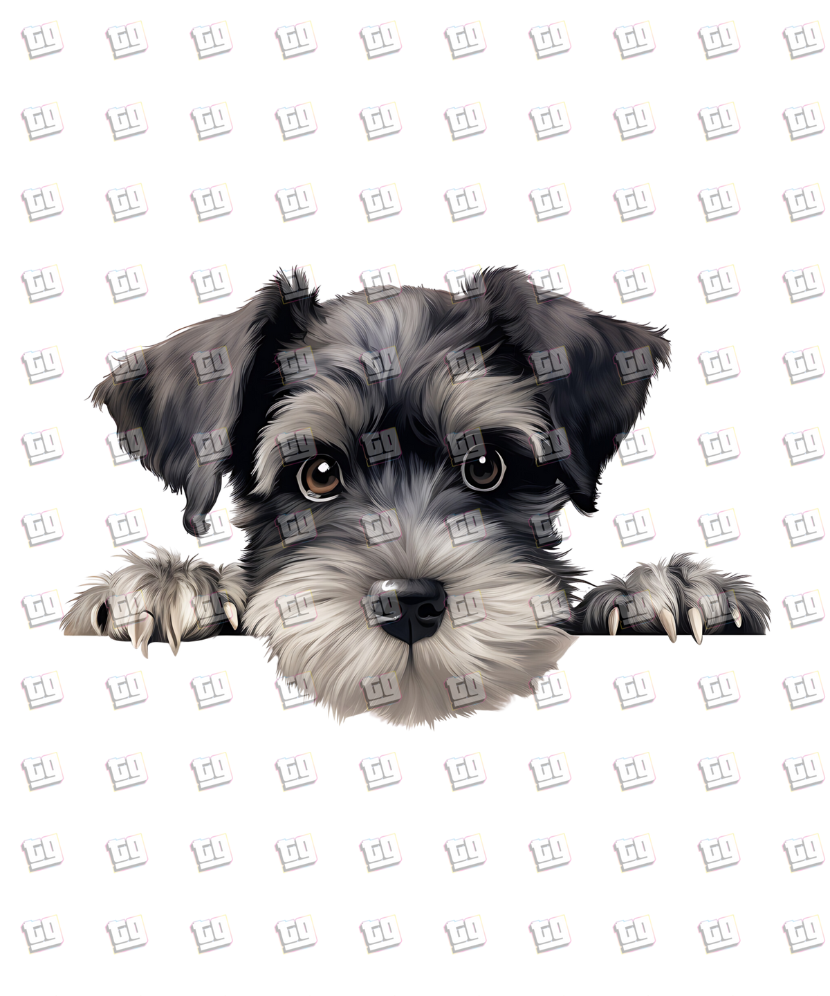 Miniature Shnauzer Dog Peeking - Dog - DTF Transfer
