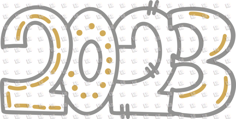 2023 Cartoon Font (Gray, Yellow) - New Years - DTF Transfer