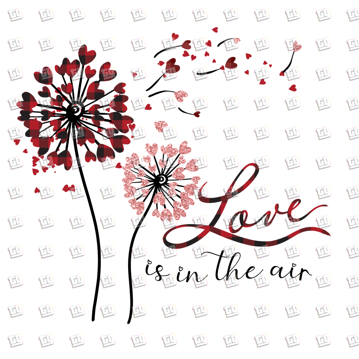 Love Is In The Air Heart Dandelions - Valentines - DTF Transfer