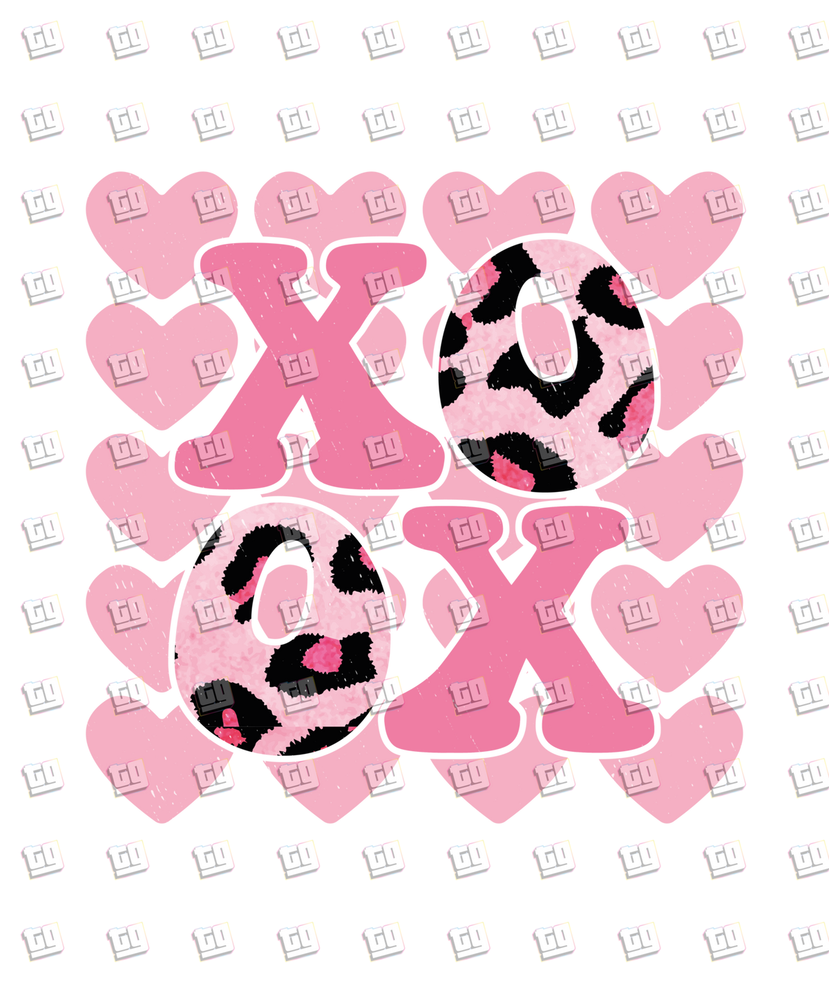 XOXO Pink Leopard Print - Valentines - DTF Transfer