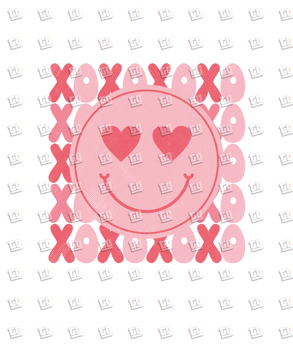 XOXO Heart Smiley Face- Valentines - DTF Transfer