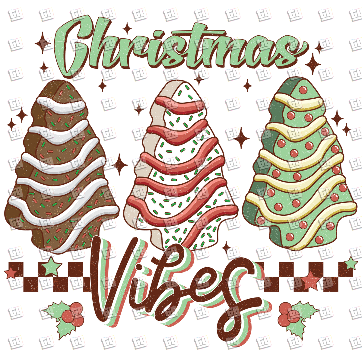 Christmas Vibes (Christmas Tree Cakes) - Holidays - DTF Transfer