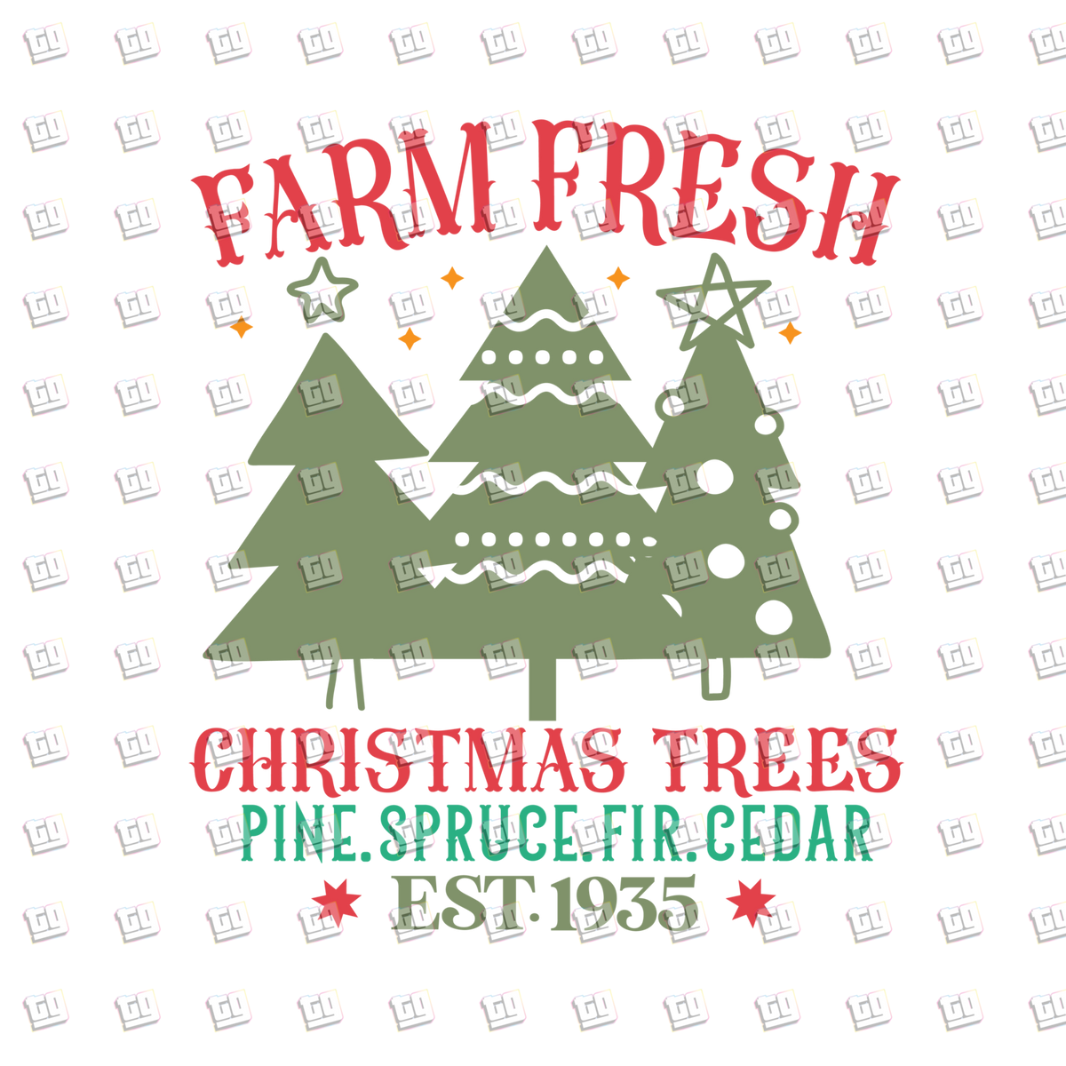 Fresh Farm Christmas Tree Pine. Spruce. Fir. Ceder V2 - Holidays - DTF Transfer