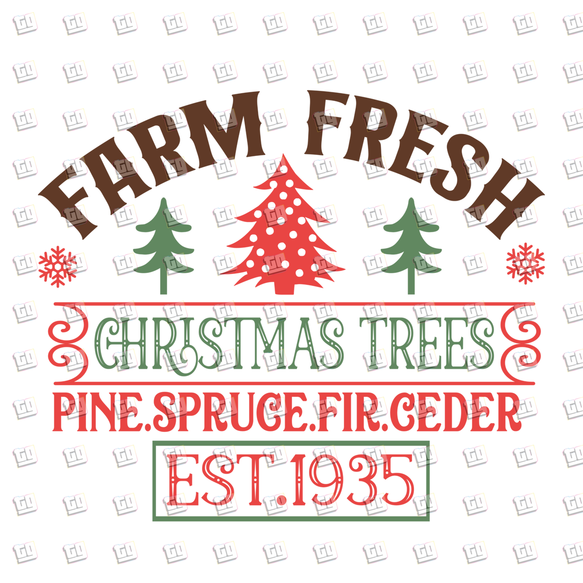 Fresh Farm Christmas Tree Pine. Spruce. Fir. Ceder - Holidays - DTF Transfer