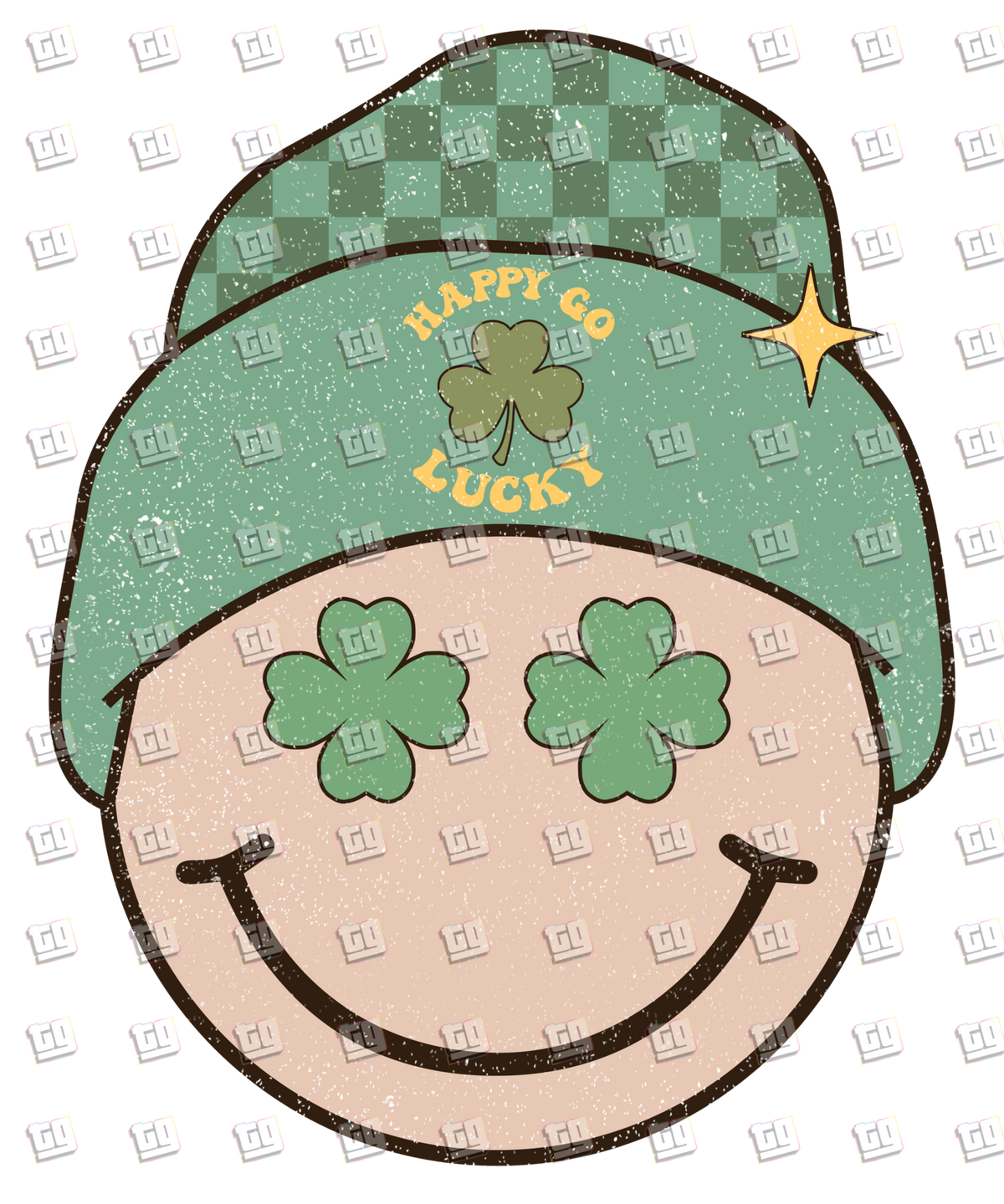 Happy Go Lucky Smiley Face - St. Patrick's Day - DTF Transfer