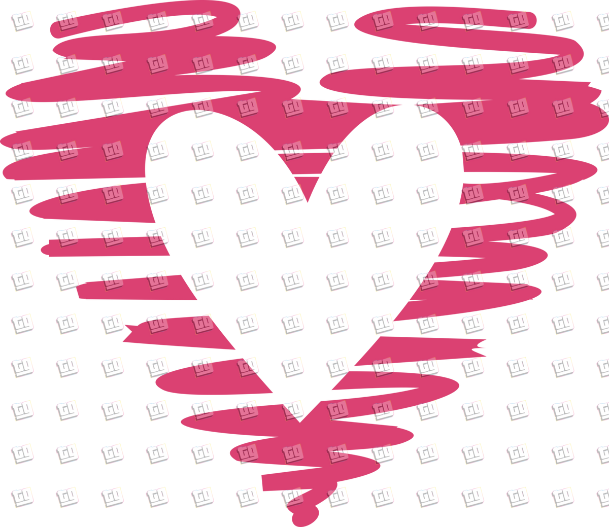 Pink Scribbles White Heart V3 - Valentines - DTF Transfer