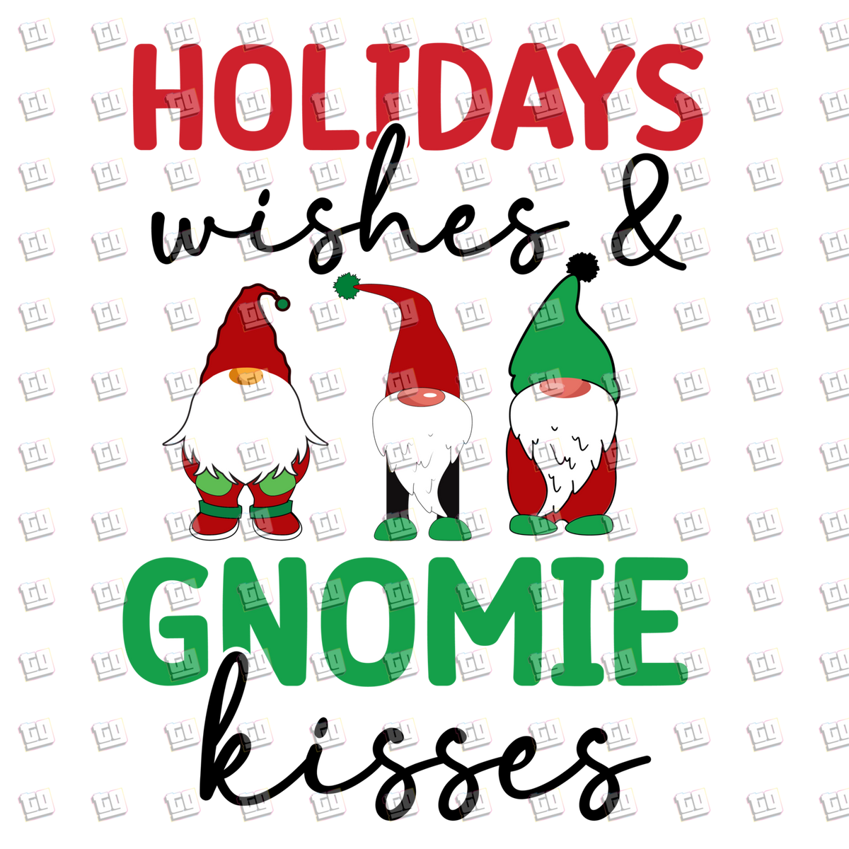 Holiday Wishes & Gnomies Kisses  - Holidays - DTF Transfer