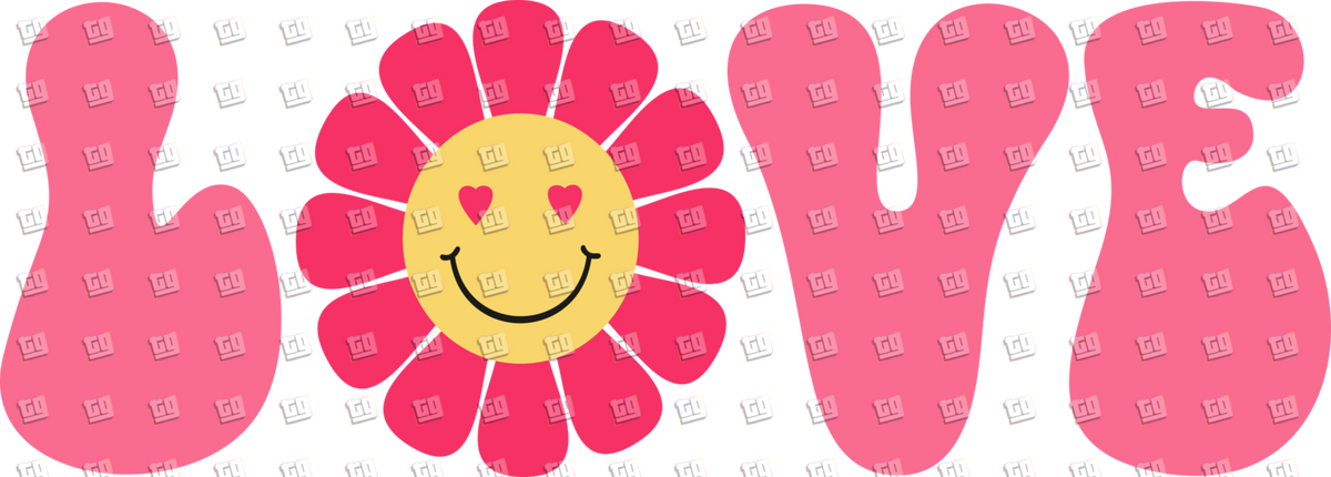 Love Flower Smiley Face- Valentines - DTF Transfer