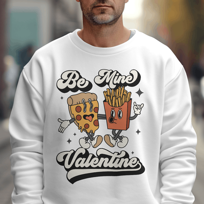 Retro Be Mine Valentine (Pizza and Fries) - Valentines - DTF Transfer
