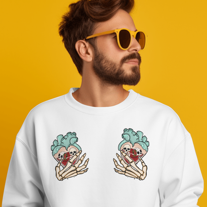 2 Hearts in Skeleton Hands - Valentines - DTF Transfer