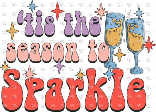 'Tis The Season To Sparkle (Bottle, Retro) - New Years - DTF Transfer