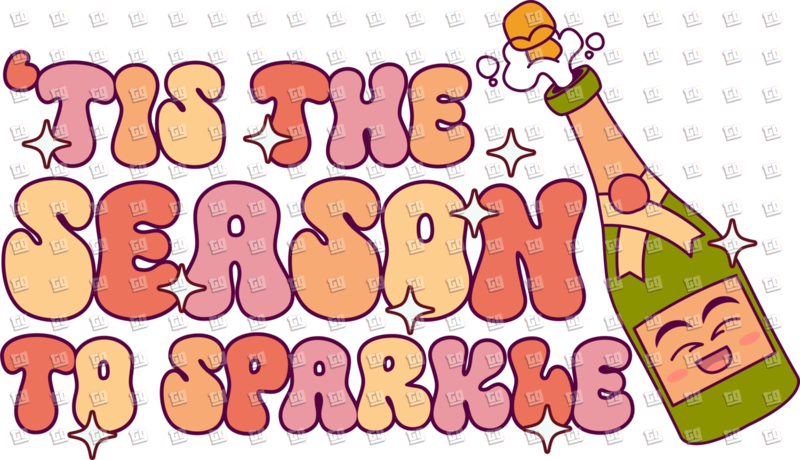 'Tis The Season To Sparkle (Bottle, Retro) - New Years - DTF Transfer