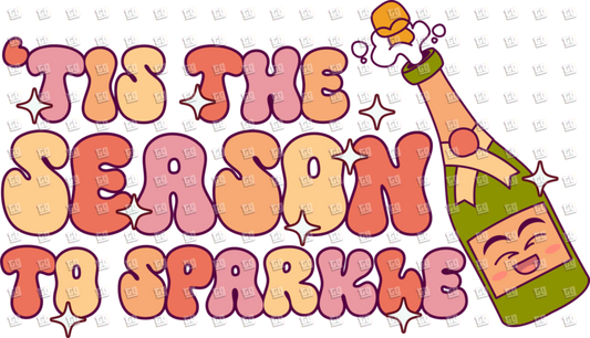 'Tis The Season To Sparkle (Bottle, Retro) - New Years - DTF Transfer