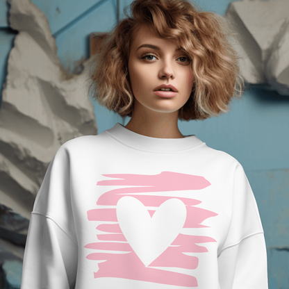 Pink Scribbles White Heart - Valentines - DTF Transfer